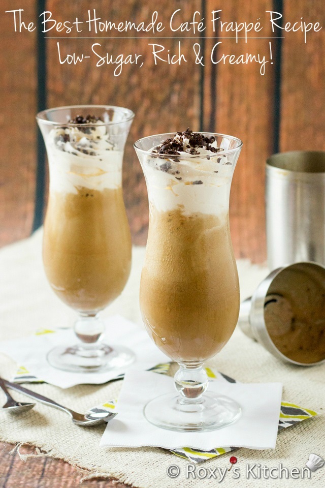 The Best Homemade Café Frappé Recipe – Low-Sugar, Rich & Creamy! | Roxy's Kitchen With five minutes and five ingredients you can make your own! #summer #drinks #icedcoffee #lowsugar